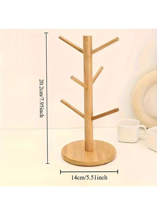 Bamboo Wood Cup Holder Organizer Multi Tiered Storage Rack Recycled Wood 1pc - Image 5
