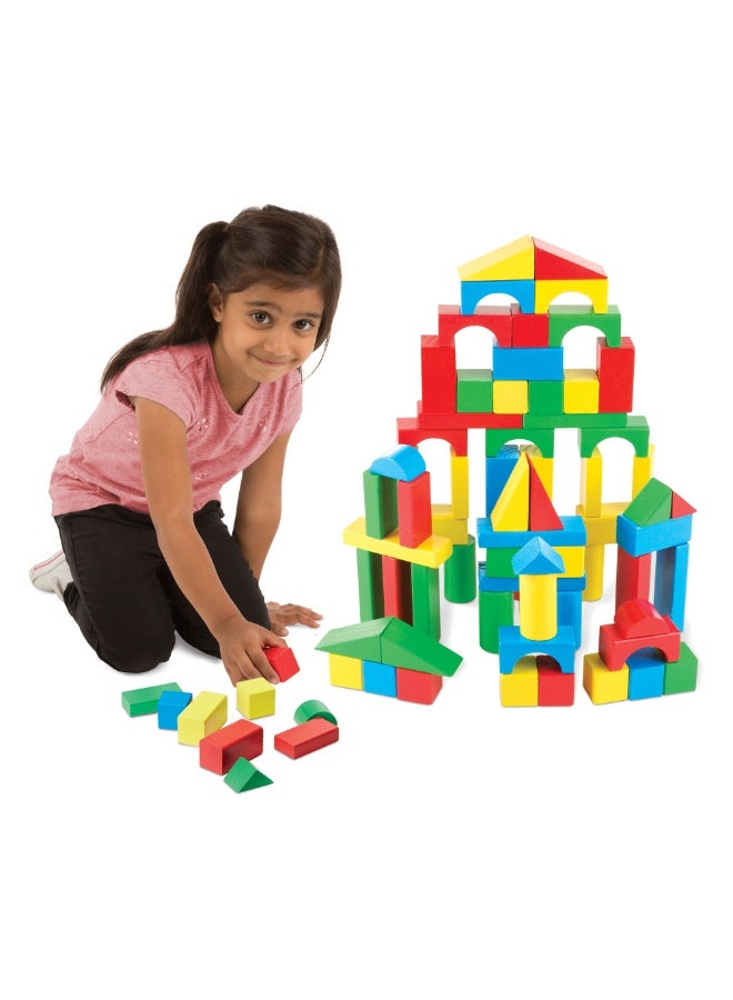 ميليسا آند دوج ميليسا ودوغ مجموعة 100 قطعة من المكعبات الخشبية – 100 قطعة بناء صلبة مصنوعة من الخشب الطبيعي عالي الجودة، تأتي بـ 4 ألوان زاهية و9 أشكال مختلفة | مثالية لتعليم الأطفال التركيب، الفرز، والتصميم الإبداعي | تساعد على تنمية المهارات الحركية الدقيقة، التنسيق بين اليد والعين، والإبداع المبكر | لعبة تعليمية كلاسيكية وممتعة للأطفال الصغار | رقم المنتج: SM-6073056 - Image 5