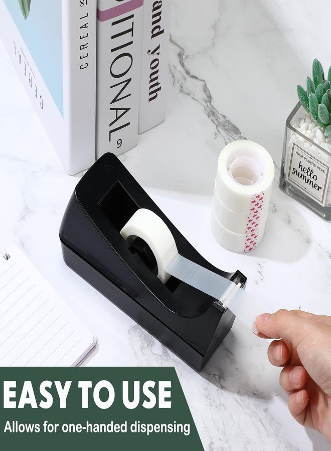 Yahenda 10 Pack Black Desktop Tape Dispenser Non Skid Base with 0.7 x 985 Inches Invisible Tape Refills Bulk Weighted Roll Dispenser for Office Home School - Image 5