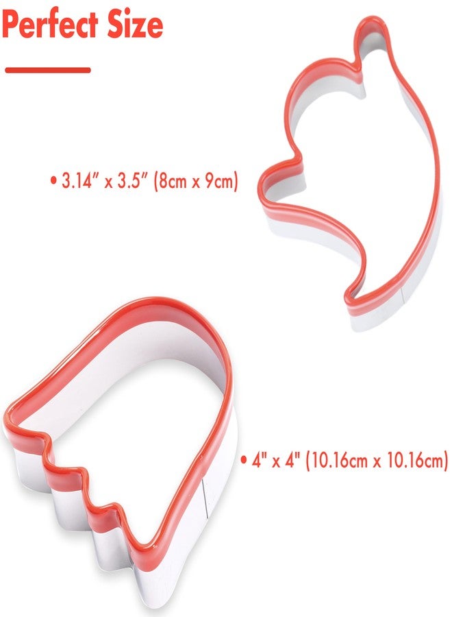 COOKIEQUE 2-Piece Hallowenn Ghost Cookie Cutters. Food-Grade Stainless Steel Sandwich Cutters, Biscuit Cutter Set, Holiday Cookie Cutters, Unique Design with Protective Red Top Rubber - Image 3