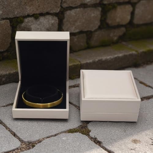 DIAcheck Jewellery Box with Premium PU Finish, Black Suede Interior (Bangle Gold, 3.5 x 3.5) - Image 4
