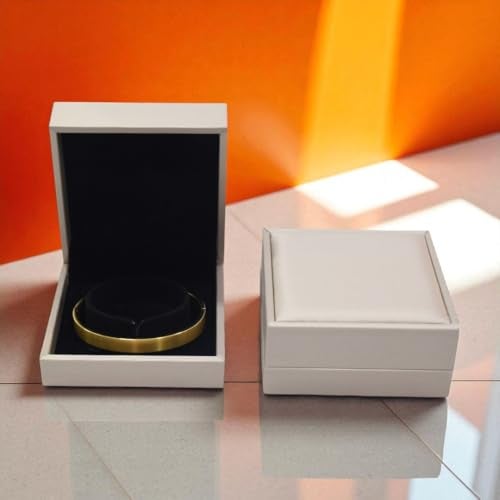 DIAcheck Jewellery Box with Premium PU Finish, Black Suede Interior (Bangle Gold, 3.5 x 3.5) - Image 3