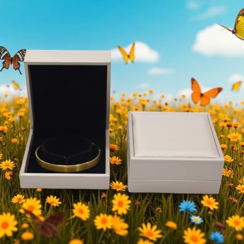 DIAcheck Jewellery Box with Premium PU Finish, Black Suede Interior (Bangle Gold, 3.5 x 3.5) - Image 5