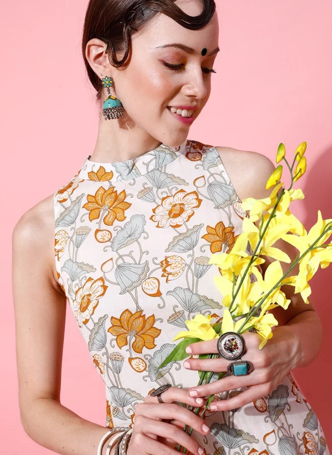 STREET 9 Multicoloured Embroidered Kurti with Trousers for Women