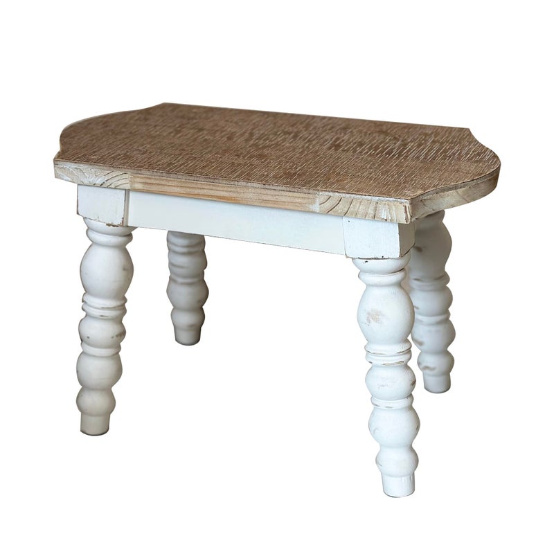 dwellington Wooden Bathroom Farmhouse Step Stool, Wood Foot Stool for Adults Kids, Bedside Step Plant Stand for Kitchen - Image 1