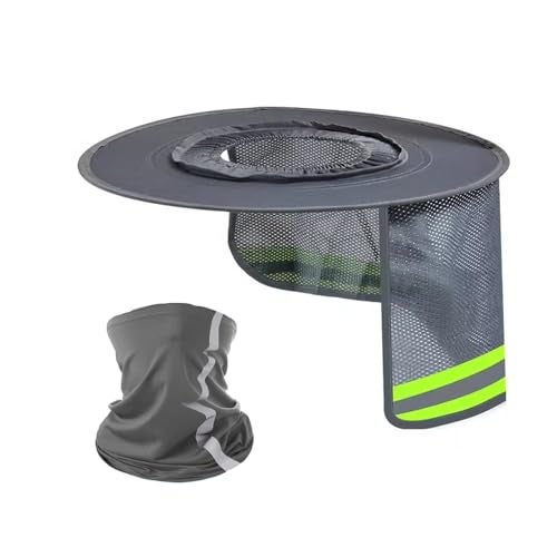 Iywish 2PCS Hard Hat Sun Shade Neck Gaiter Bandana Face Scarf Hard Hats Visor Hats Neck Protection High Visibility Sun Neck Shield Full Brim Mesh Hardhat Sun Shade Protection for Hard Hat Helmet Reflective - Image 4