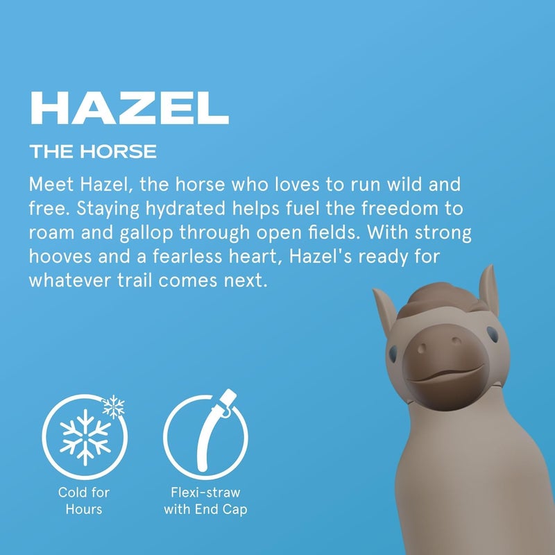 asobu Bestie Bottle Insulated Stainless Steel Water Bottle with Detachable Soft Animal Head Fun Drinking For Kids and Teens with Flexible Reusable Straw 16 Ounce (Horse) - Image 3