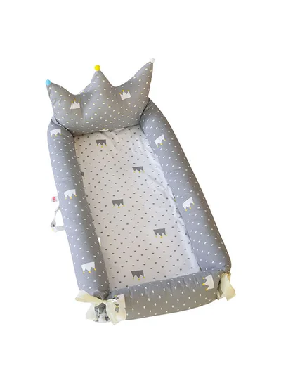 بامبل آند بيرد Baby Nest For Newborn Baby Bassinet For Bed Breathable100% Cotton Hypoallergenic With Pillowportable Royal Grey