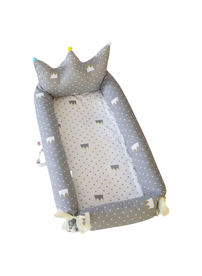 بامبل آند بيرد Baby Nest For Newborn Baby Bassinet For Bed Breathable100% Cotton Hypoallergenic With Pillowportable Royal Grey