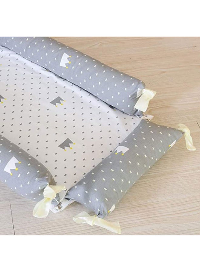 Bumble & Bird Baby Nest For Newborn Baby Bassinet For Bed Breathable100% Cotton Hypoallergenic With Pillowportable Royal Grey - Image 3