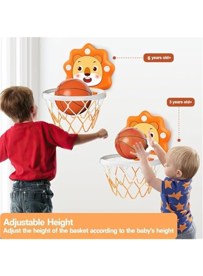 DURKU Indoor Mini Basketball Hoop for Toddler Boys Age 1-3-5 Bedroom, Adjustable Height, Space-Saving,  Birthday Gifts Toy 4-6, Toddler Toys 2-4 Blue - Image 3