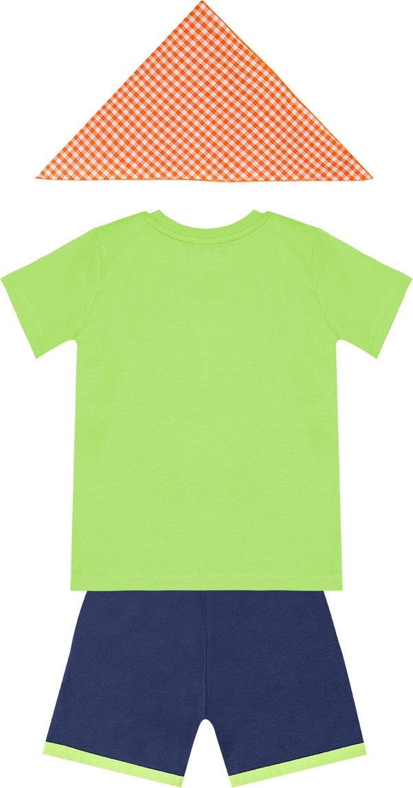 Denokids 3d Green Pirate Kids T-shirt Shorts Bandana Set  - Image 5
