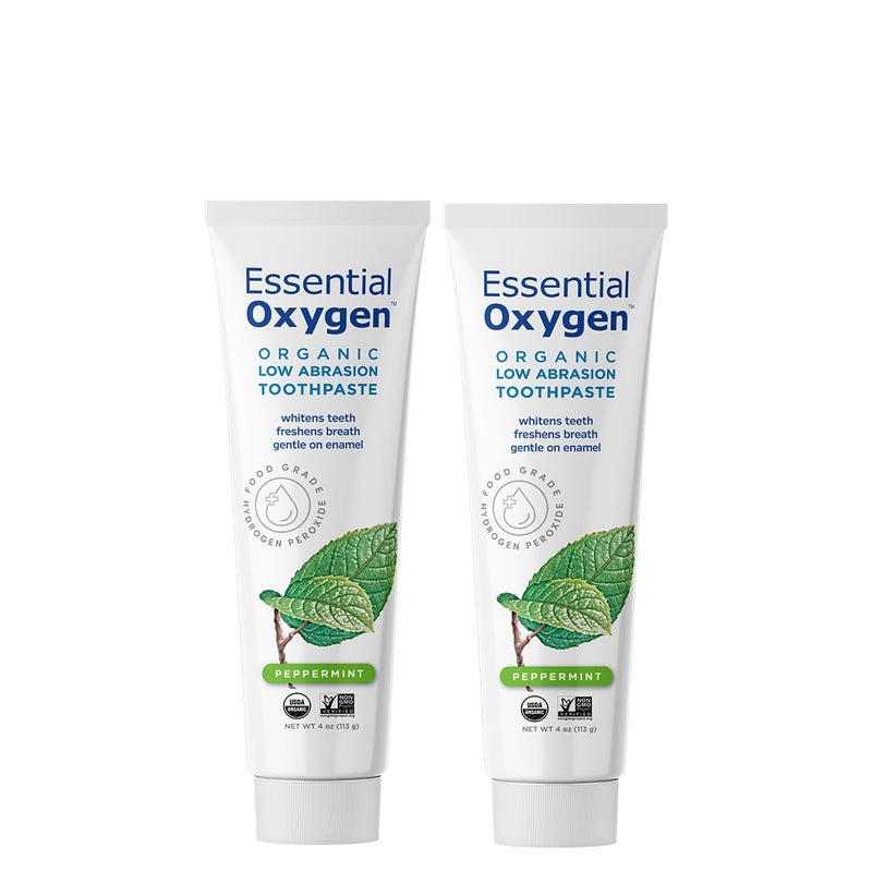 Essential Oxygen BR Certified Organic Toothpaste, for Whiter Teeth, Fresher Breath, Happier Gums, Tooth Sensitivity, Peppermint, 4 Ounce (Pack of 2) - Image 2
