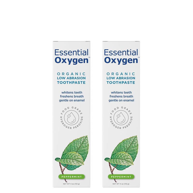 Essential Oxygen BR Certified Organic Toothpaste, for Whiter Teeth, Fresher Breath, Happier Gums, Tooth Sensitivity, Peppermint, 4 Ounce (Pack of 2) - Image 1