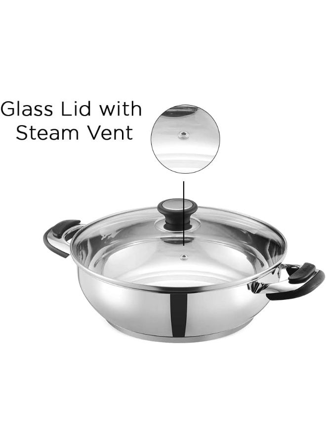 VINOD وعاء فريد من الفولاذ المقاوم للصدأ مع غطاء زجاجي - 30 سم (5.8 لتر) - Image 5