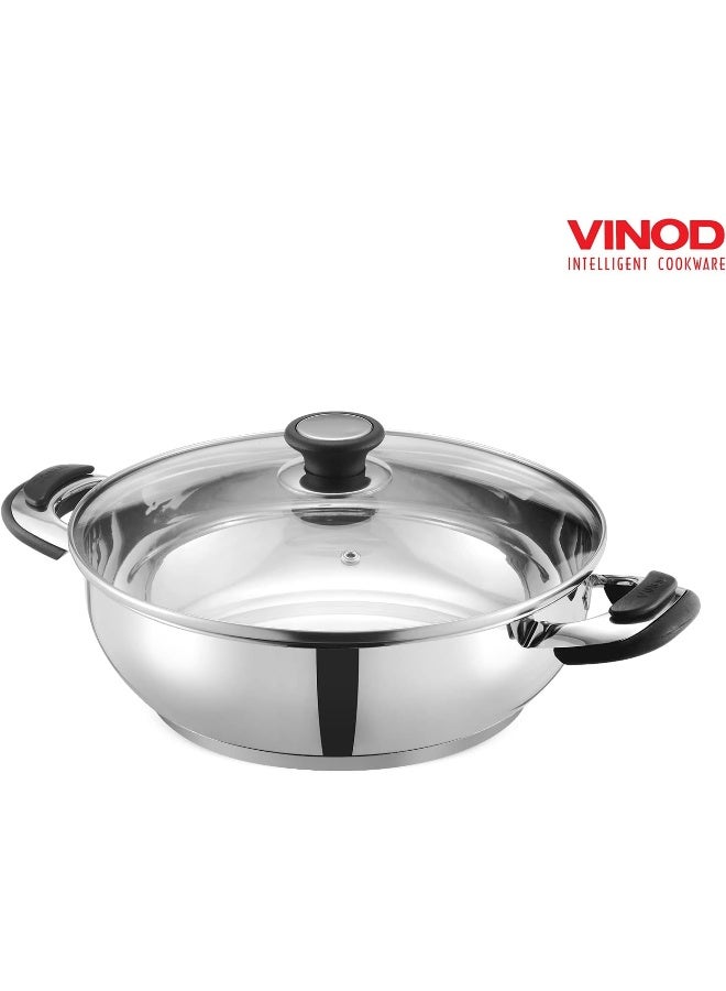 VINOD وعاء فريد من الفولاذ المقاوم للصدأ مع غطاء زجاجي - 30 سم (5.8 لتر) - Image 3