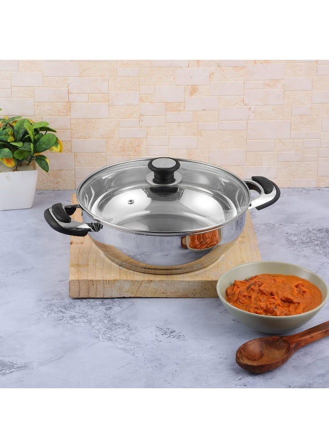 VINOD وعاء فريد من الفولاذ المقاوم للصدأ مع غطاء زجاجي - 30 سم (5.8 لتر) - Image 2