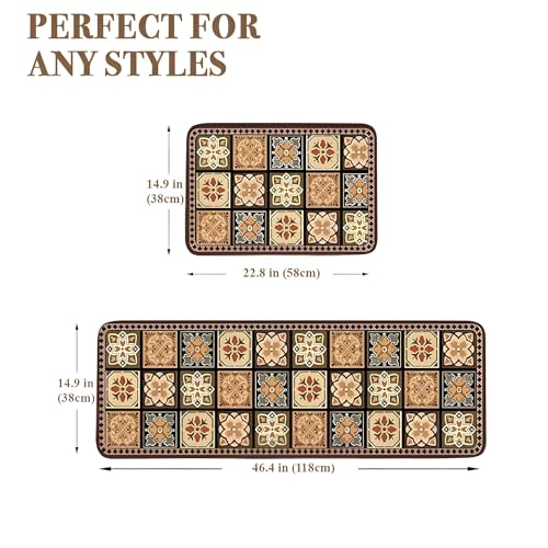 Roslen Kitchen Mats for Floor Anti-Slip, 2 Pcs Ergonomic Comfort Standing Mat for Floor, Soft Absorbent Rectangular Rugs for Kitchen Home Office Sink & Laundry (118 * 38 cm, 58 * 38 cm) - Image 2