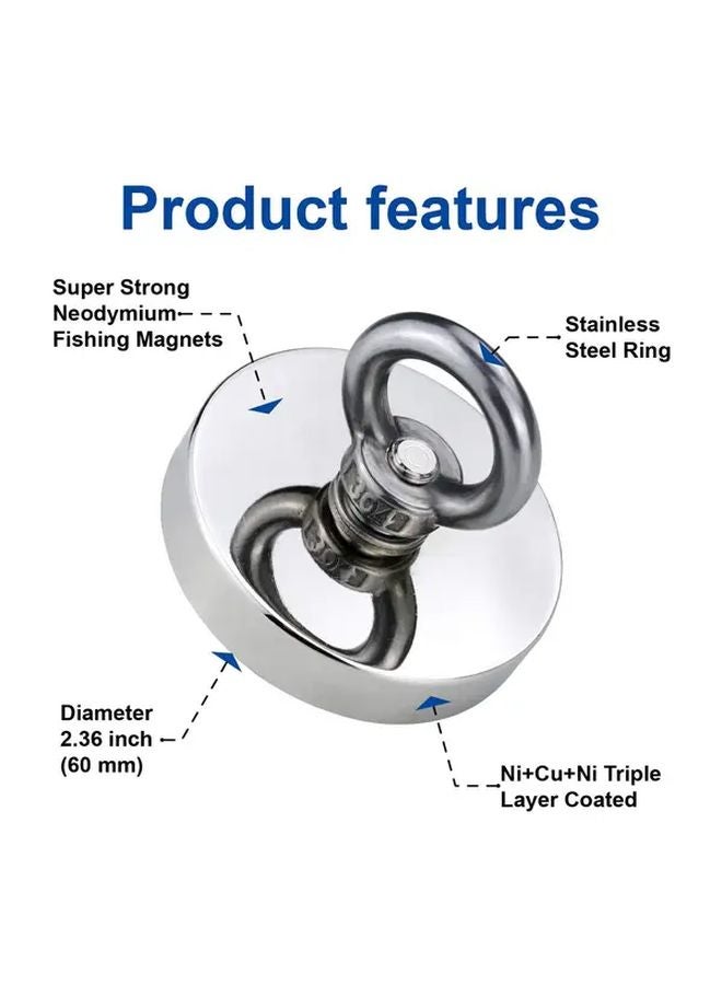 D60 Model Neodymium Fishing Magnet 500 LBS Pulling Force Heavy Duty Rare Earth Magnet - Image 5
