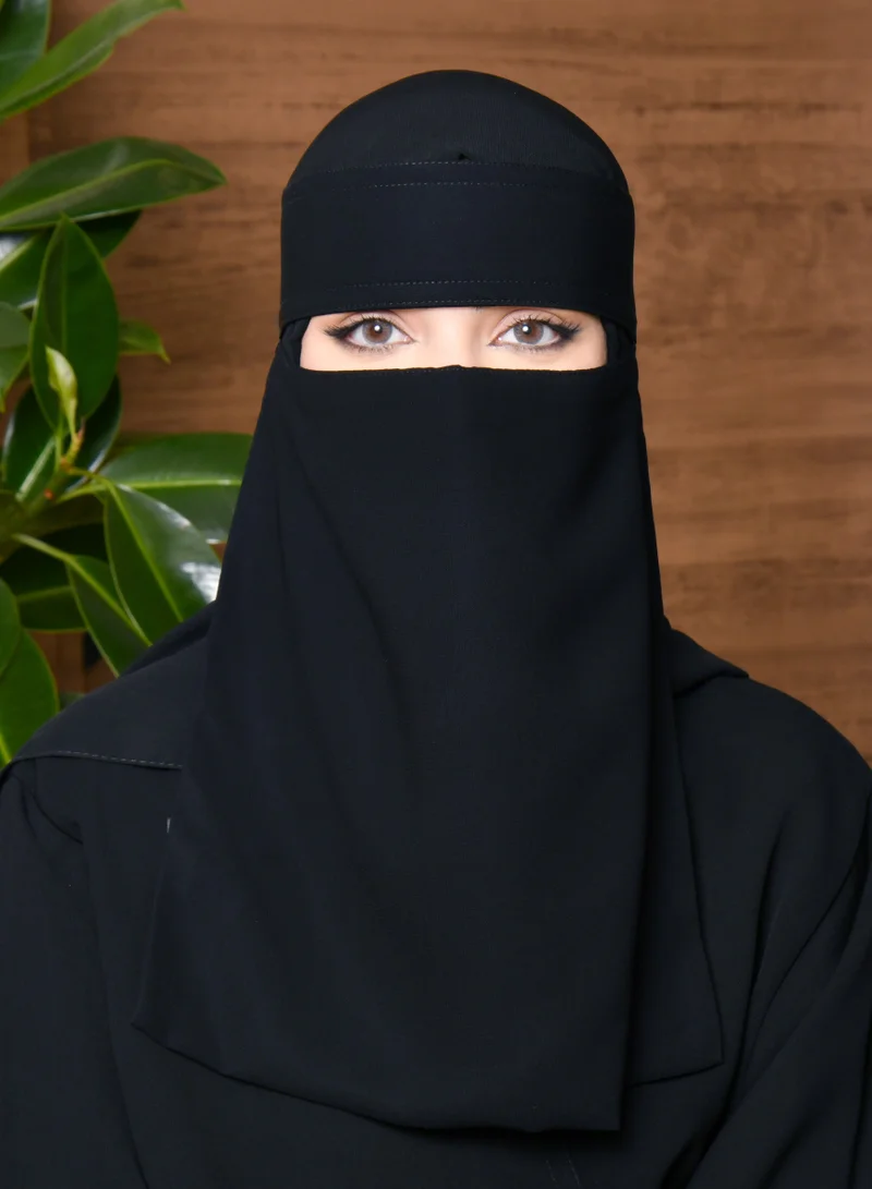 عبايات حوراء نقاب مدروز طويل مع ربطة بلوقو