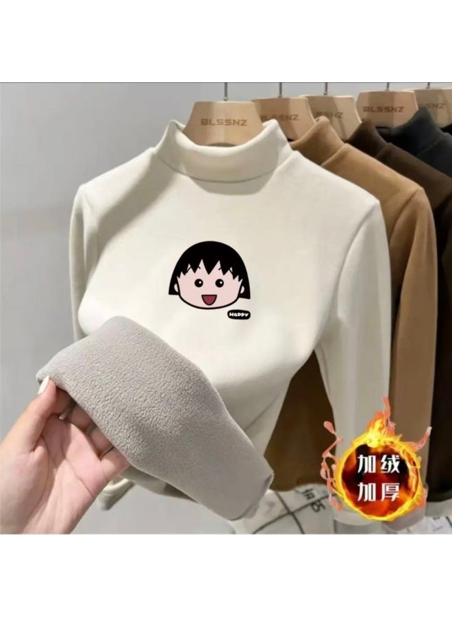 Boys And Girls Velvet Thickeneded Half Turtleneck Velvet Bottoming Shirt Autumn And Winter New Warm Baby Long-sleeved T-shirt