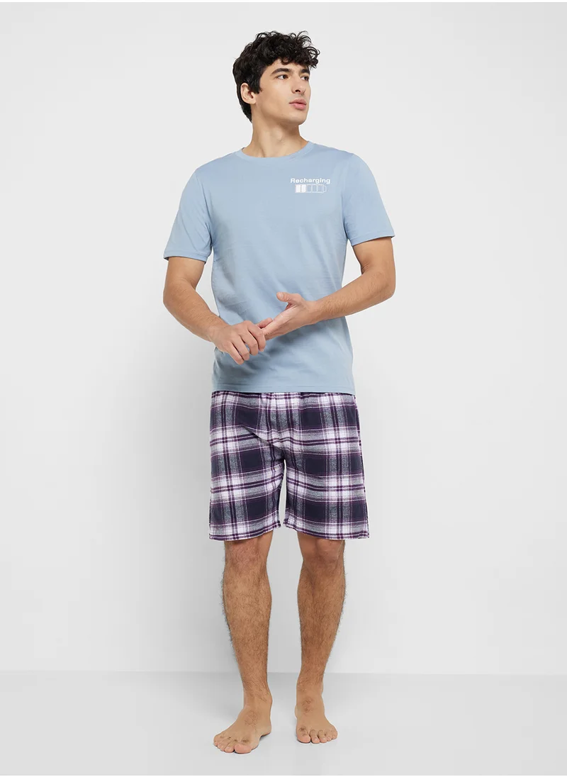 Seventy Five T-Shirt & Check Shorts