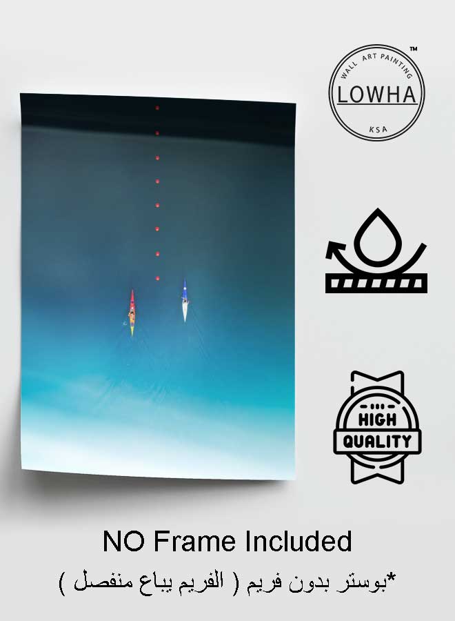 LOWHA Poster Painting Art With Four Separate Pieces Of Double-Sided Stickers Boat Rowers Top View Image For Home Bedroom Living Room And Office Decor  - Image 3
