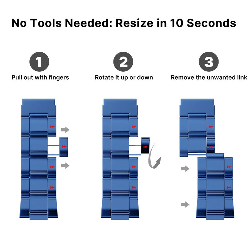 Fullmosa No Tools Needed Compatible with Apple Watch Bands for Women Men 41mm 40mm 38mm, Metal Strap with Case for iWatch Series 9 8 7 6 5 4 3 2 1 SE3/2/1, Blue - Image 2