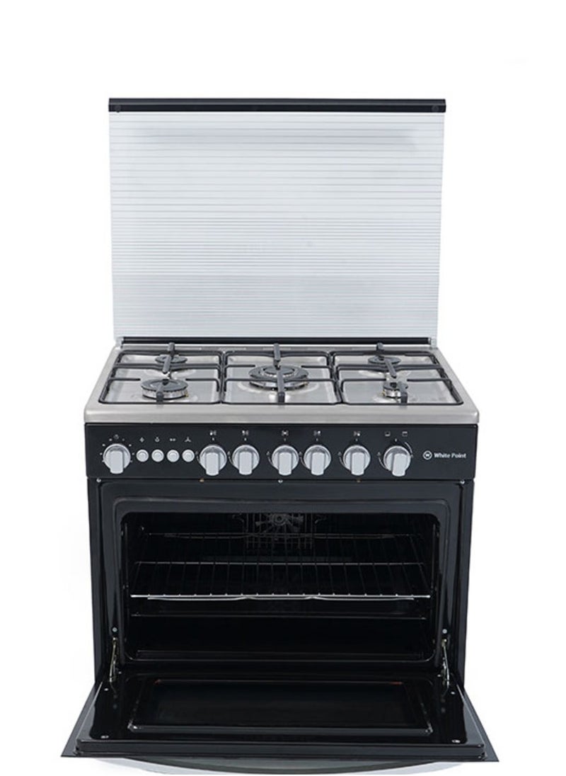 WhitePoint Gas stove, 5 burners, 60/90, black, stainless steel surface, 2 safety switches for oven and grill, WPGC9060BXTF, for oven and grill, from White Point Al-Abd  - Image 3