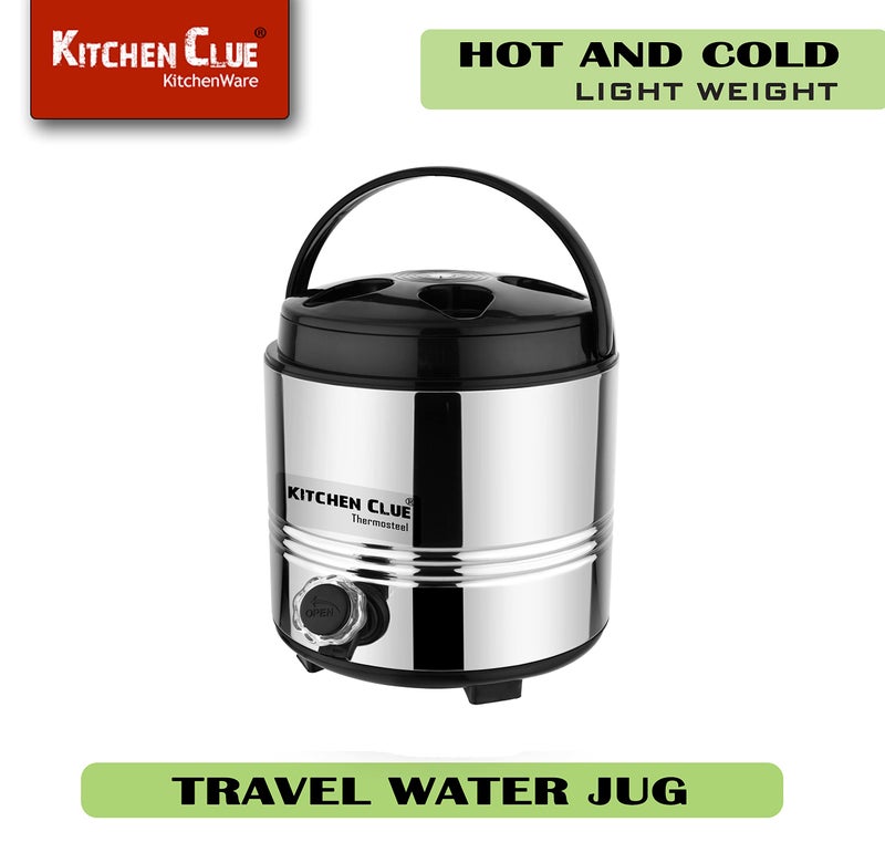 KITCHEN CLUE Stainless Steel Insulated Tea/Water Jug Carafe with Stylish Leakproof tap and Easy to Carry Handle (3 Lt/Hot and Cold Upto 4 to 5 hrs) I Ideal for Home Kitchen Office (3 Liters) - Image 4