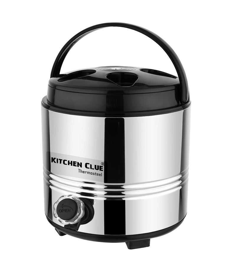 KITCHEN CLUE Stainless Steel Insulated Tea/Water Jug Carafe with Stylish Leakproof tap and Easy to Carry Handle (3 Lt/Hot and Cold Upto 4 to 5 hrs) I Ideal for Home Kitchen Office (3 Liters) - Image 1