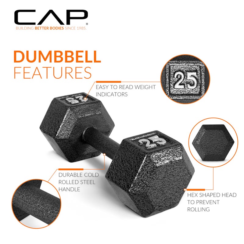 CAP Barbell Cast Iron Hex Dumbbell Weights (Pair), Black, 8 lb - Image 3