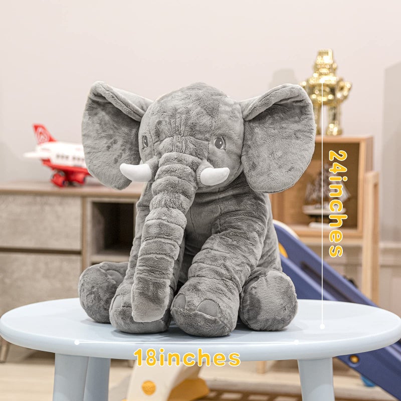 Homily Big Stuffed Elephant, Large Elephant Stuffed Animal, Giant Plush Animal Fluffy Toy for Girl Kids 24 INCH - Image 2