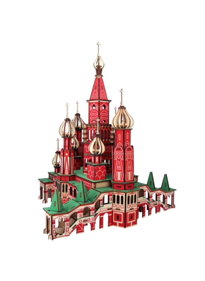 Generic Hot Sale St. Petersburg Children's Puzzle Wooden Assembled DIY Simulation Model Adult 3D Big Puzzle Toy-Color:Laser HG Russian Castle (12 Large Plates)  - Image 1