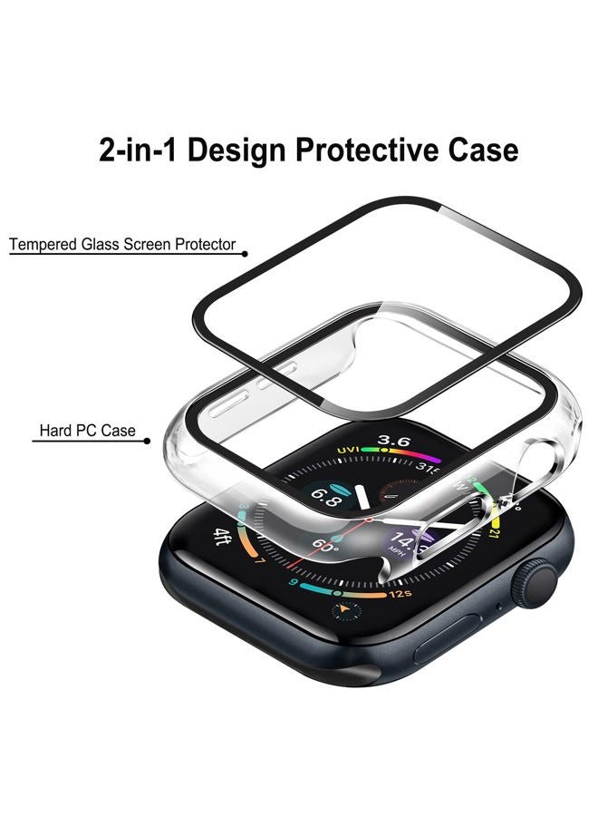 Anlinser 2 Pack Hard Case Compatible with Apple Watch Case Series 8 Series 7 [41mm] with Tempered Glass Screen Protector, Protective Covers Compatible for iWatch 41mm (Transparent + Transparent) - Image 2