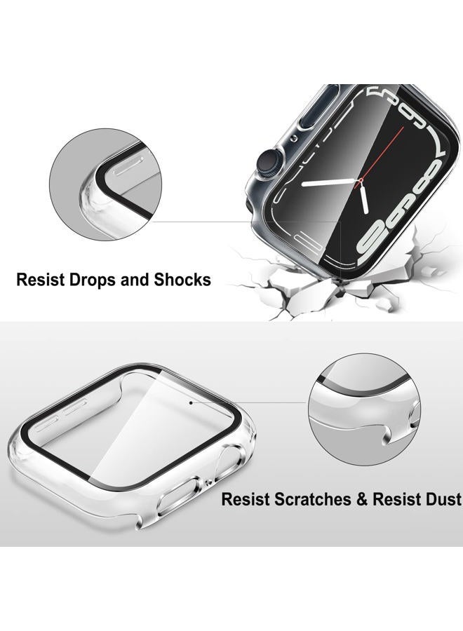 Anlinser 2 Pack Hard Case Compatible with Apple Watch Case Series 8 Series 7 [41mm] with Tempered Glass Screen Protector, Protective Covers Compatible for iWatch 41mm (Transparent + Transparent) - Image 4