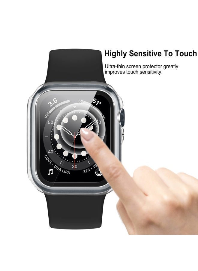 Anlinser 2 Pack Hard Case Compatible with Apple Watch Case Series 8 Series 7 [41mm] with Tempered Glass Screen Protector, Protective Covers Compatible for iWatch 41mm (Transparent + Transparent) - Image 3