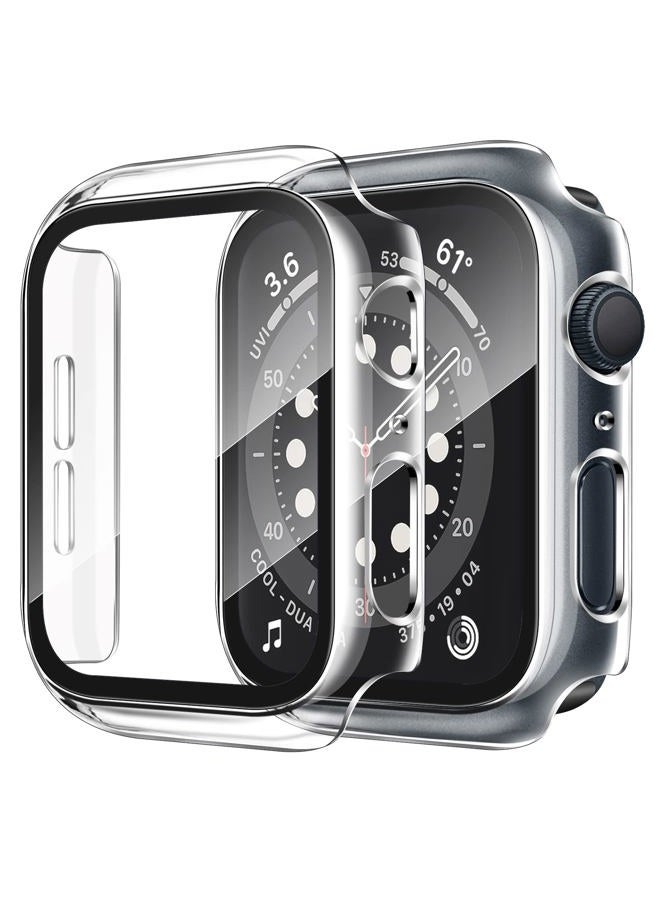 Anlinser 2 Pack Hard Case Compatible with Apple Watch Case Series 8 Series 7 [41mm] with Tempered Glass Screen Protector, Protective Covers Compatible for iWatch 41mm (Transparent + Transparent) - Image 1