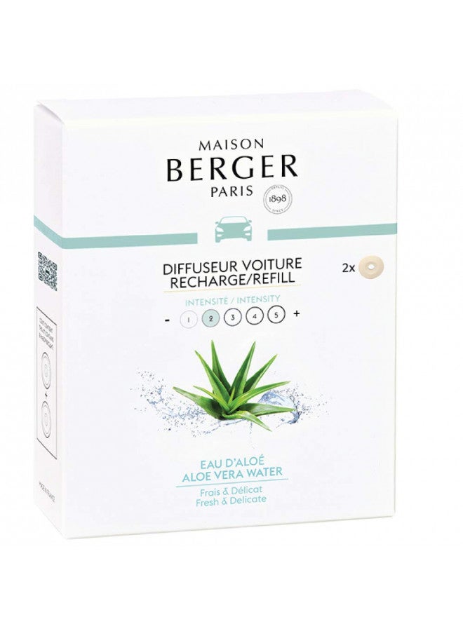 Maison Berger Set of 2 Car Odor Diffuser Refill - Ceramic System - 4/6 Weeks Ceramic Diffusion Time - Lampe Berger Fragrance - Made in France (Aloe Vera Water) - Image 1