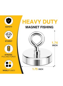 Halamine Super Strong Neodymium Fishing Magnets,  Pulling Force Rare Earth Magnet with Countersunk Hole Eyebolt Diameter 1.75 inch(44mm) for Retrieving in River and Magnetic Fishing  - Image 4
