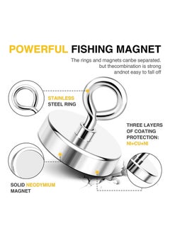 Halamine Super Strong Neodymium Fishing Magnets,  Pulling Force Rare Earth Magnet with Countersunk Hole Eyebolt Diameter 1.75 inch(44mm) for Retrieving in River and Magnetic Fishing  - Image 3