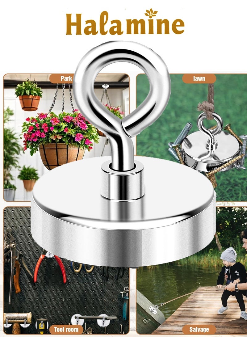 Halamine Super Strong Neodymium Fishing Magnets,  Pulling Force Rare Earth Magnet with Countersunk Hole Eyebolt Diameter 1.75 inch(44mm) for Retrieving in River and Magnetic Fishing - Image 2