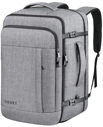 Gieury Travel Backpack, Extra Large 50L Expandable Backpack for Men Women, Carry On Backpack For Airplanes, Travel Essentials Luggage Suitcase Daypack Travel Gift Weekender Bag, Grey - Image 1