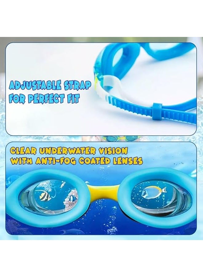 UKR Kids Swim Goggles Leakproof Soft Silicone Adjustable Strap, Nose Clip & Earplugs Swimming Pool Blue Glasses with Case Junior Googles for Boy Ages 6–14 - Image 5