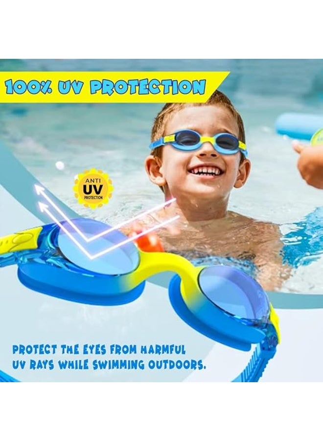 UKR Kids Swim Goggles Leakproof Soft Silicone Adjustable Strap, Nose Clip & Earplugs Swimming Pool Blue Glasses with Case Junior Googles for Boy Ages 6–14 - Image 3