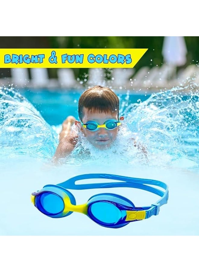 UKR Kids Swim Goggles Leakproof Soft Silicone Adjustable Strap, Nose Clip & Earplugs Swimming Pool Blue Glasses with Case Junior Googles for Boy Ages 6–14 - Image 2