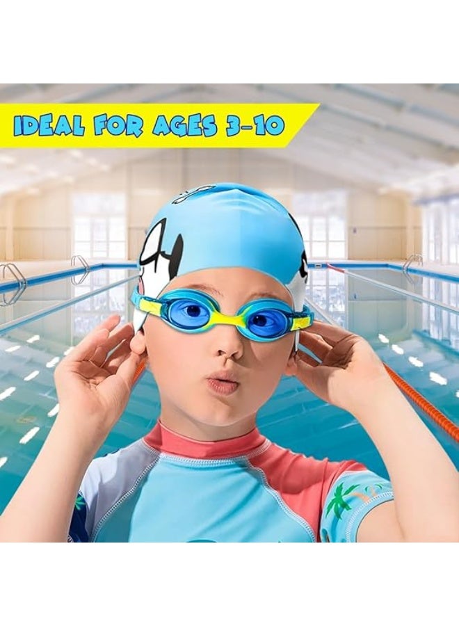 UKR Kids Swim Goggles Leakproof Soft Silicone Adjustable Strap, Nose Clip & Earplugs Swimming Pool Blue Glasses with Case Junior Googles for Boy Ages 6–14 - Image 4
