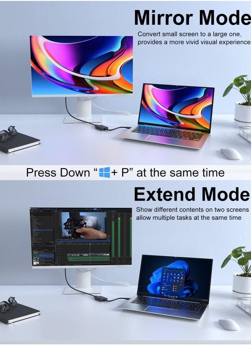 JAJEEK محول USB إلى HDMI – كابل فيديو جرافيكس بدقة 1080P HD لشاشات متعددة، USB 3.0/2.0 إلى HDMI للكمبيوتر، اللابتوب، البروجيكتور، الشاشة، التلفاز HD – متوافق مع أجهزة ويندوز - Image 5