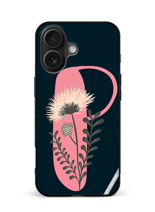 Protective Case Cover For Apple iPhone 16 Alphabet P Design Multicolour