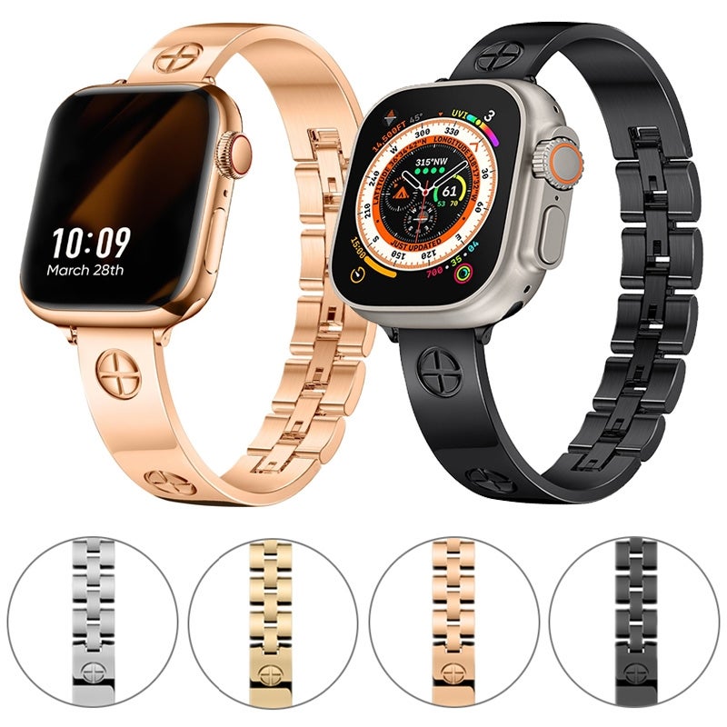 إيروريكس لساعة Apple Watch Series 8 مقاس 45 مم سوار متقاطع من الفولاذ المقاوم للصدأ (ذهبي) - Image 2